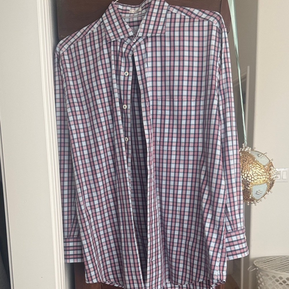 Peter Millar Red and Blue Plaid Shirt